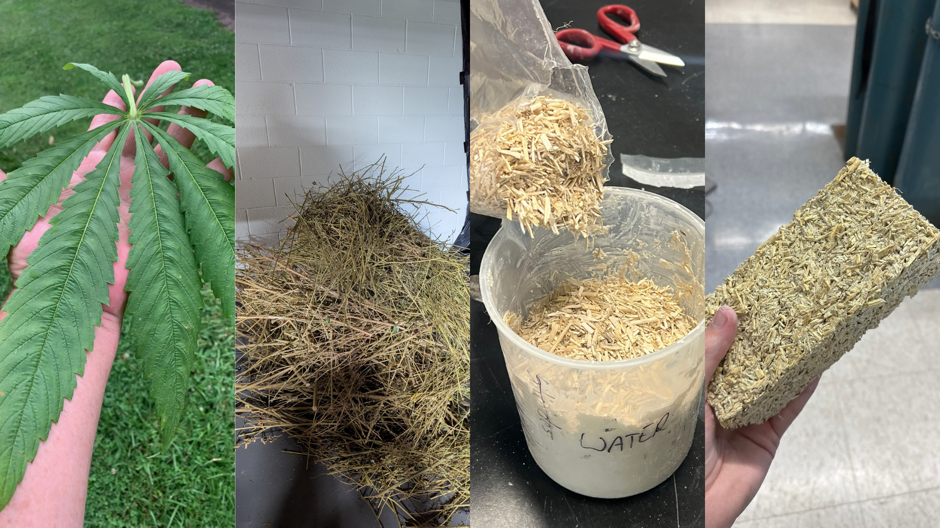 Diagram showing the GreenMatter supply chain from hemp field to factory floor